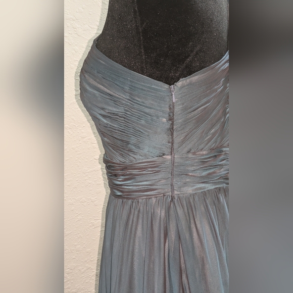 NWT Mac Duggal Organza One-Shoulder Pleated Gown Maxi Dress Fusion Blue US 10 - Picture 7 of 10